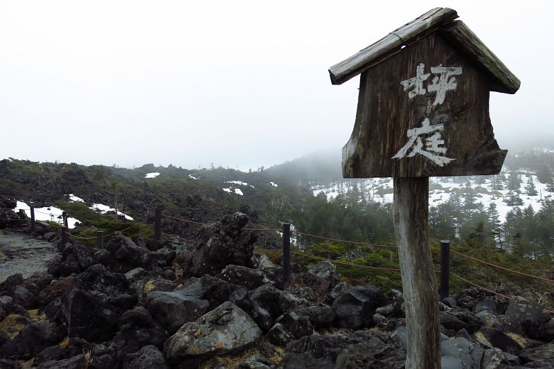 本来なら北八ヶ岳ロープウェイ山頂駅から気持ちよく散策できますが、この天気では寒々しいばかり。